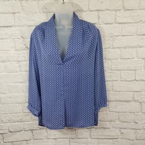LAUNDRY by Shelli Segal Latice Print Business Career Wear Blouse